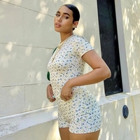 2PCS Floral Print Short Sleeve T-shirt + Shorts - Thumbnail 1