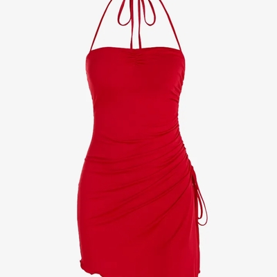 Red slit asymmetrical dress