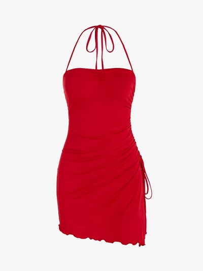 Red Slit Asymmetrical Dress