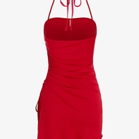 Red Slit Asymmetrical Dress - Thumbnail 1