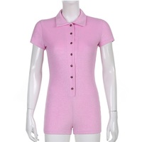 Pink Button Up Romper - Thumbnail 4