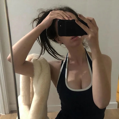 Black & white patchwork halter top - Thumbnail 2