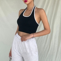 Black & White Patchwork Halter Top - Thumbnail 1