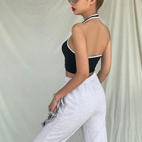 Black & White Patchwork Halter Top - Thumbnail 3