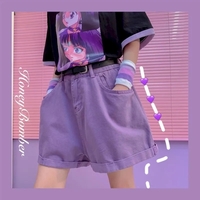 Purple Denim Shorts  - Thumbnail 1