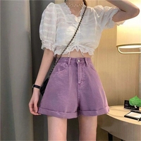 Purple Denim Shorts  - Thumbnail 3
