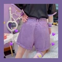 Purple Denim Shorts  - Thumbnail 4