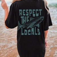 Respect Shark Print Short Sleeve T-shirt  - Thumbnail 2