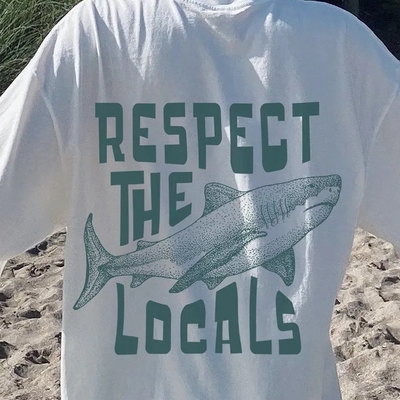 Respect shark print short sleeve t-shirt  - Thumbnail 2