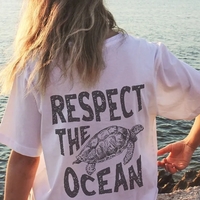 Respect Turtle Print Short Sleeve T-shirt  - Thumbnail 3