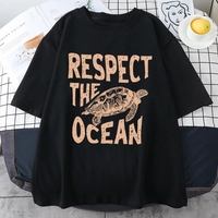 Respect Turtle Print Short Sleeve T-shirt  - Thumbnail 6