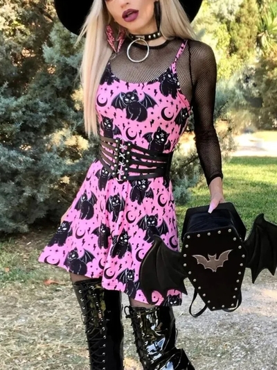 Pink Cat Bat Sling Dress