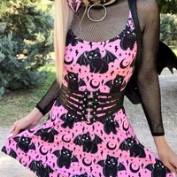 Pink Cat Bat Sling Dress - Thumbnail 1