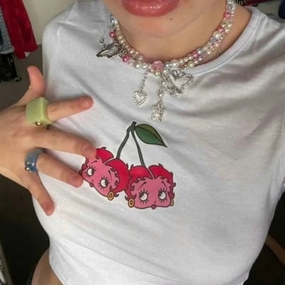 Cherry girl print baby t-shirt  - Thumbnail 1