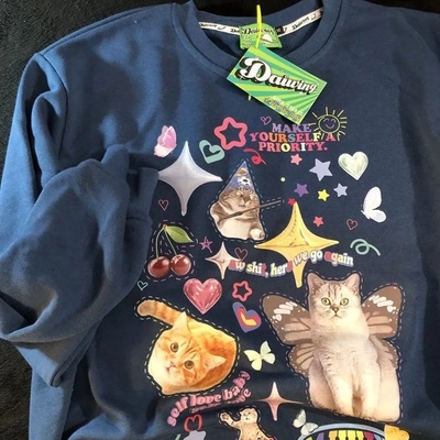 Cat print long sleeve shirt  - Thumbnail 1