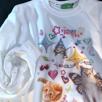 Cat Print Long Sleeve Shirt  - Thumbnail 2