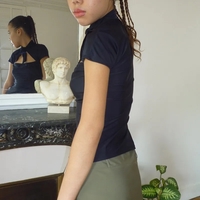 Pink Tie Up Collar Cut Out Blouse  - Thumbnail 2