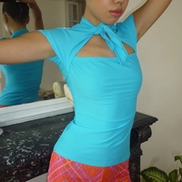 Pink Tie Up Collar Cut Out Blouse  - Thumbnail 4