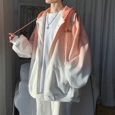 Gradient Loose Zip Up Hoodie
