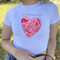 Pink Heart Print Short Sleeve T-shirt  - Thumbnail 2