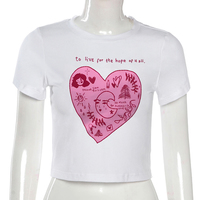 Pink Heart Print Short Sleeve T-shirt  - Thumbnail 5