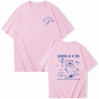 Funny Cat Karma Print Short Sleeve T-shirt  - Thumbnail 3