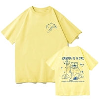 Funny Cat Karma Print Short Sleeve T-shirt  - Thumbnail 4