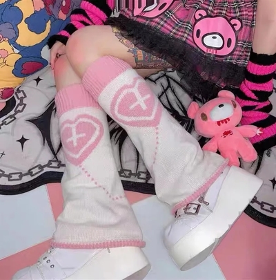 Heart Cross Knit Anime Leg Warmers
