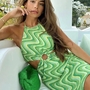 Green Swirl Pattern Mini Dress-1
