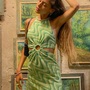 Green Swirl Pattern Mini Dress-4