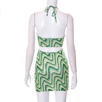Green Swirl Pattern Mini Dress - Thumbnail 8