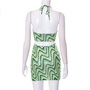 Green Swirl Pattern Mini Dress-4