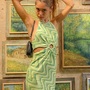 Green Swirl Pattern Mini Dress-3