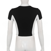 Retro Zipper Patchwork Crop Top  - Thumbnail 5