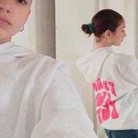 Peace Graphic Print Oversized Hoodie  - Thumbnail 2