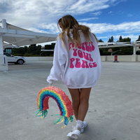 Peace Graphic Print Oversized Hoodie  - Thumbnail 3
