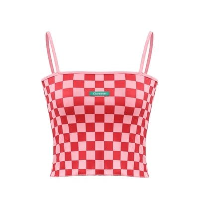 Red & pink checkered tank top 