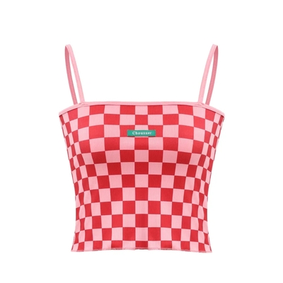Red & Pink Checkered Tank Top 