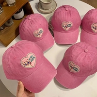 Pink Cat Heart Embroidery Baseball Hat - Thumbnail 5