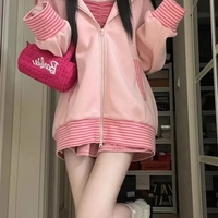 Pink Stripe Zip Up Jacket  - Thumbnail 4