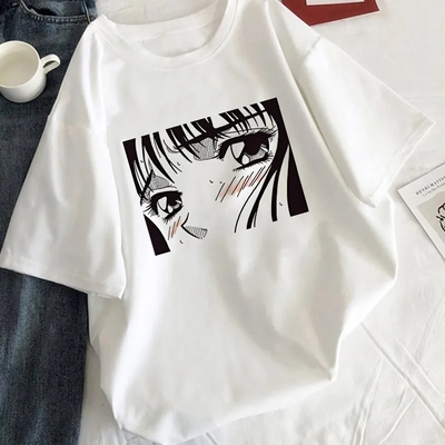Anime girl tearful print short sleeve t-shirt  - Thumbnail 1