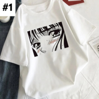 Anime Girl Tearful Print Short Sleeve T-shirt  - Thumbnail 1