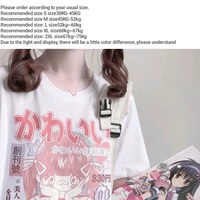 Pink 2D Anime Girl Print Short Sleeve T-shirt  - Thumbnail 8