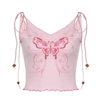 Butterfly Ruffle Trim Crop Top - Thumbnail 4