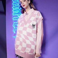 Japanese Anime Checkered Vest Sweater  - Thumbnail 1