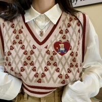 Teddy Bear Embroidery Sweater Vest - Thumbnail 1