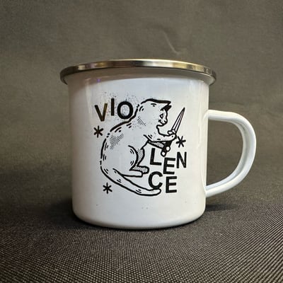 Violent cat enamel mug
