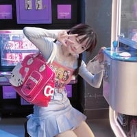 Y2K Punk Goth Japanese Girl Kitty Black Pink Large Capicity Travel Satchel Bag - Thumbnail 7