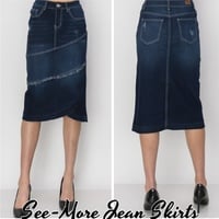 Kyla Mid Length Dark Wash Denim Skirt - Thumbnail 2