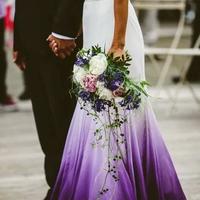 A Line V neck Ombre Formal Prom Dress - Thumbnail 2